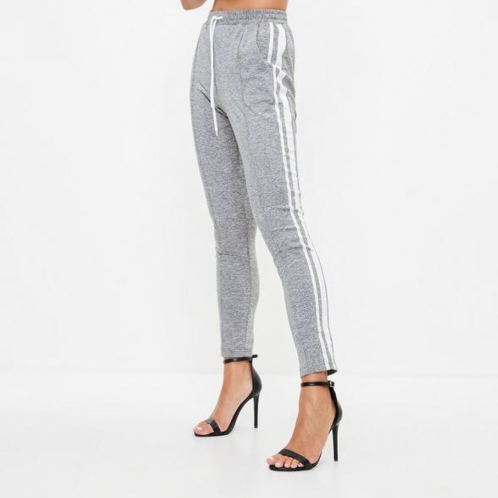 Grey Double Side Stripe Joggers